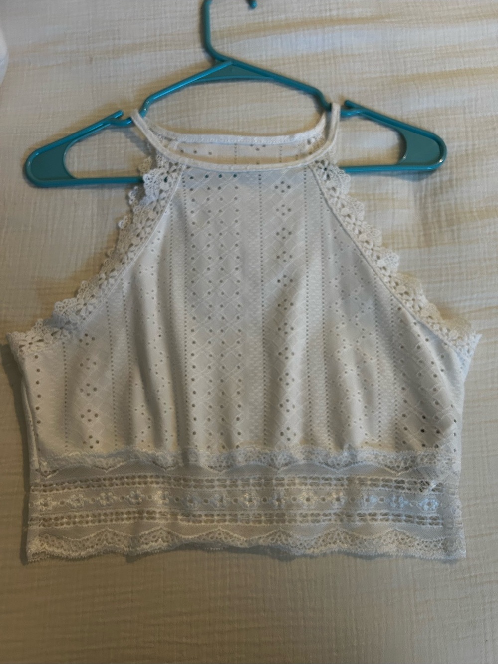 White Lace Top with Eyelet Detail